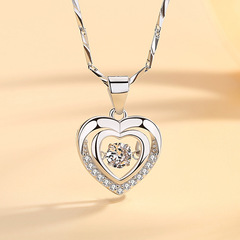 999 sterling silver necklace for women ins cold style i clavicle chain beating heart internet celebrity valentine's day birthday gift