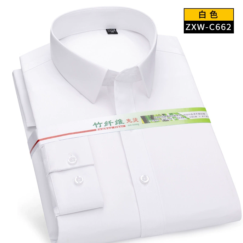 Растягивающаяся рубашка, мужская деловая модная рубашка с длинными рукавами, однотонная тонкая белая рубашка без утюга, мужская подкладка большого размера, можно вышить