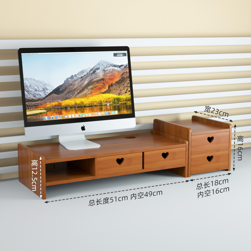 Pantalla de visualización de rack de almacenamiento de escritorio rack de aumento de altura de la computadora de Bambú