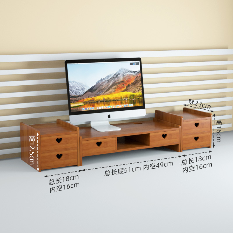 Pantalla de visualización de rack de almacenamiento de escritorio rack de aumento de altura de la computadora de Bambú