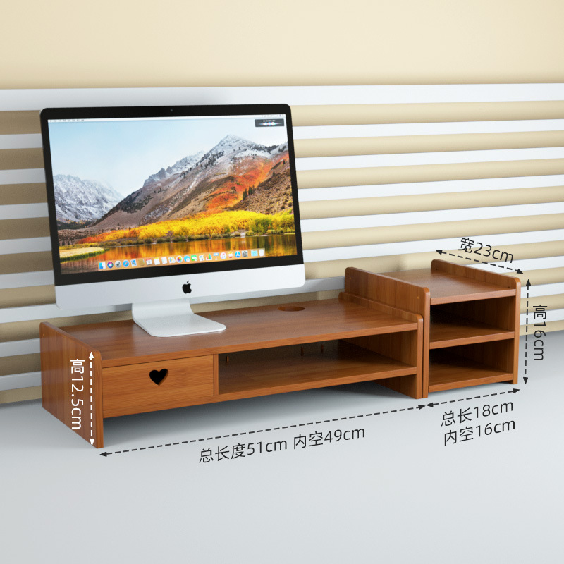 Pantalla de visualización de rack de almacenamiento de escritorio rack de aumento de altura de la computadora de Bambú