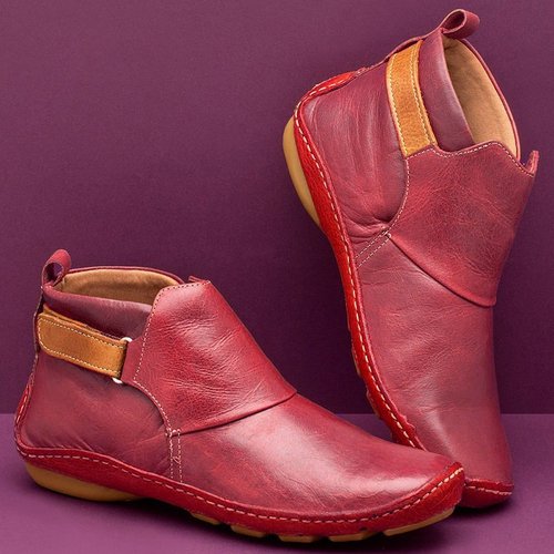 WINTER AND SPRING ROUND HEAD CASUAL WOMEN'S LEATHER BOOTS TUBULAR FLAT LIGHTWEIGHT SOLID COLOR PLUS SIZE MARTIN BOOTS FOR WOMEN