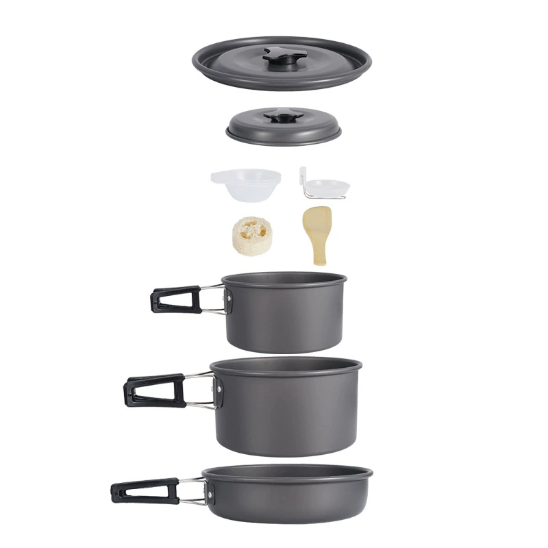 Outdoor dew campaign pot 3-4 people cooking utensils set Camp portable pot folding wild picnic self-driving travel tableware DS300