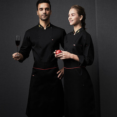 White hotel chef uniform for spring and autumn, long-sleeved, unisex, absorbent and breathable, Western restaurant, Western chef uniform