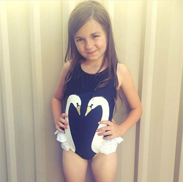 Verano niña lindo de una sola pieza triángulo traje de baño ins populares niños Swan traje de baño unicornio traje de baño