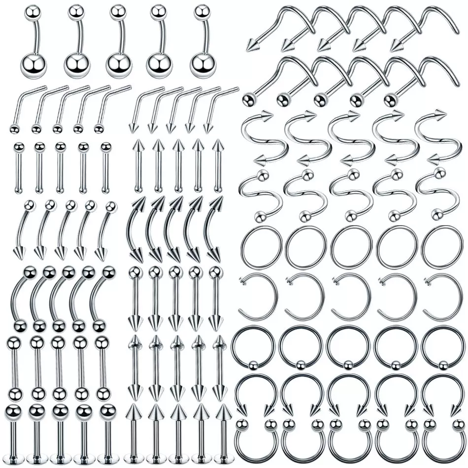 不锈钢穿刺饰品套装鼻环脐钉耳钉110亚马逊销售跨境流行厂家直销