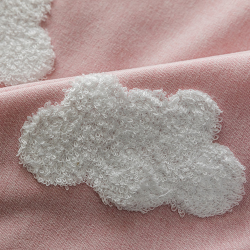 Embroidered Clouds Pink Fabric Window Curtain Material Thickened Sheer Window Curtain for Bedroom Living Room Children's Room Girl Cartoon Nook