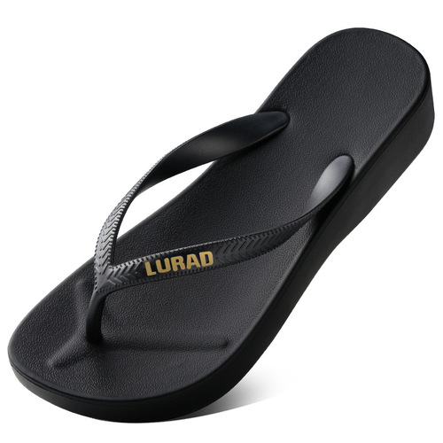 New summer wedge-heeled flip-flops for women's summer outer wear, thick-soled square-toe slippers, thong-toe beach slippers