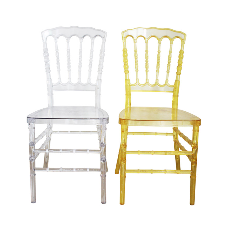Fábrica al por mayor de la boda Silla de bambú Silla de acrílico Silla de cristal transparente Hotel banquete plástico redondo silla trasera