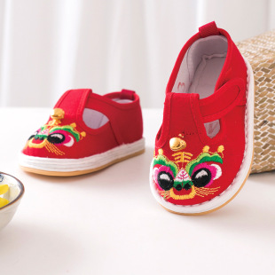 2023 New Tang suit Tiger head shoes children's multi-layer bottom baby canvas shoes embroidered baby shoes Hanfu shoes HTX008