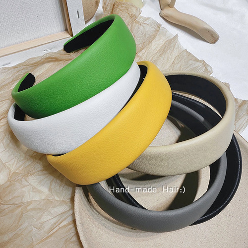 Headband for women, same style as the viral online influencer Xue Li, made of lychee skin material, French-style elegant wide-brimmed simple Korean headwear for outdoor use