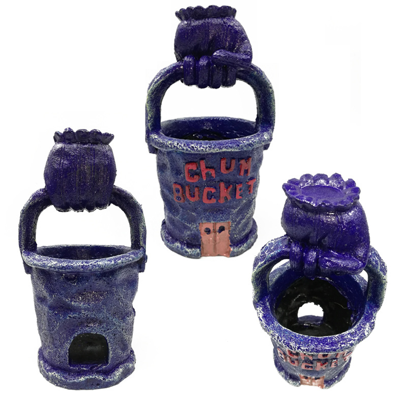 Tanque de peces paisaje decoración cubo basura bote doble cubo decoración esponja bebé modelo de dibujos animados