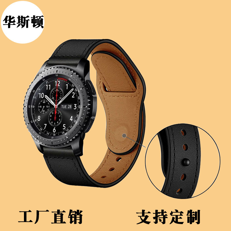 For Samsung Watch Galaxy active2 gear s3watch First Layer Calfskin Leather Strap