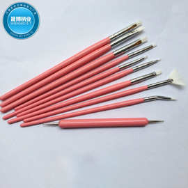 新品美甲笔刷粉色杆10支套装白色尼龙彩绘笔工厂批发