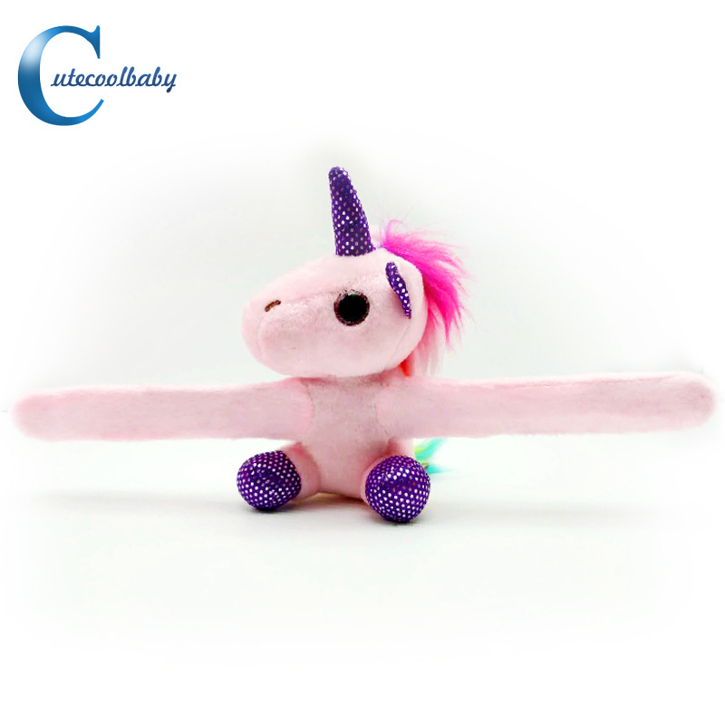 Nueva felpa Snap anillo muñeca de la muñeca de peluche de juguete unicornio lindo divertido regalo de cumpleaños pulsera Snap