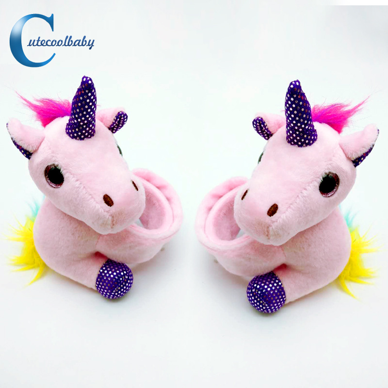 Nueva felpa Snap anillo muñeca de la muñeca de peluche de juguete unicornio lindo divertido regalo de cumpleaños pulsera Snap