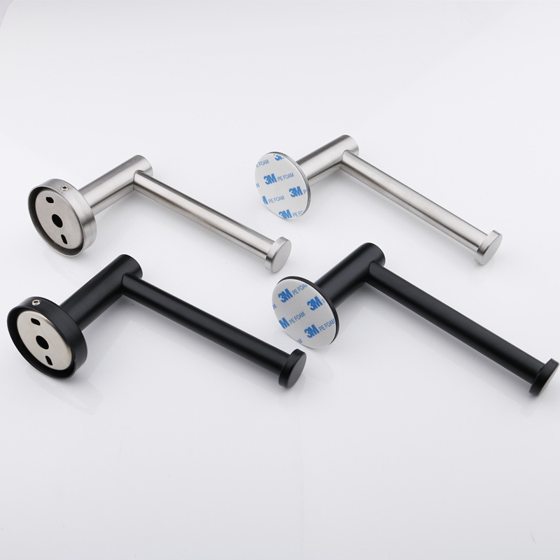 Soporte de tejido de acero inoxidable transfronterizo titular de rollo de papel negro sin clavos titular de papel higiénico creativo titular de papel higiénico sin perforar fabricante