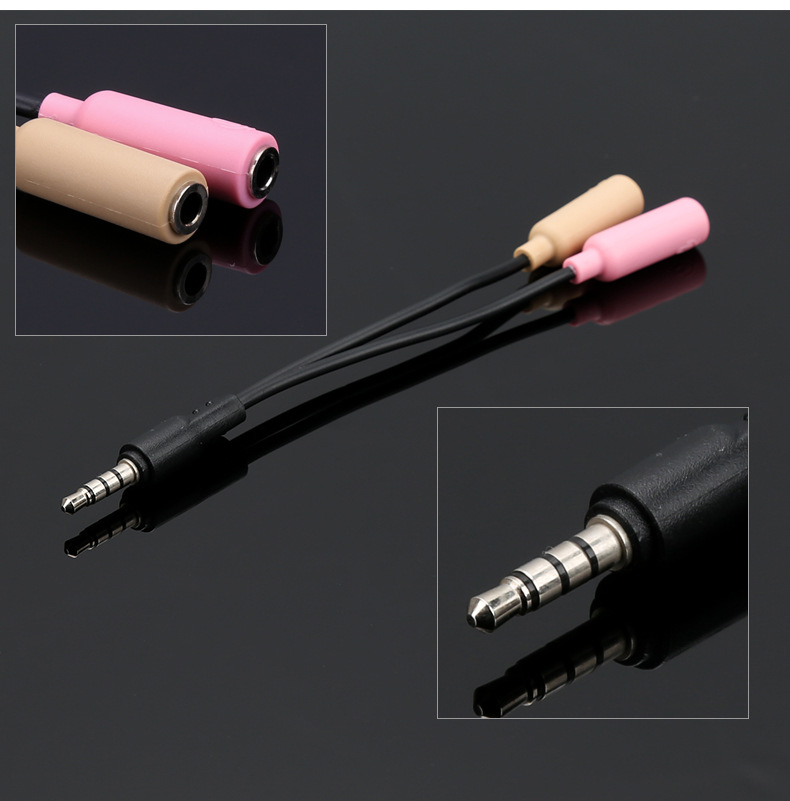 Plata tallado auricular portátil dos en uno adaptador cabeza teléfono móvil cable de audio un minuto dos solo agujero divisor