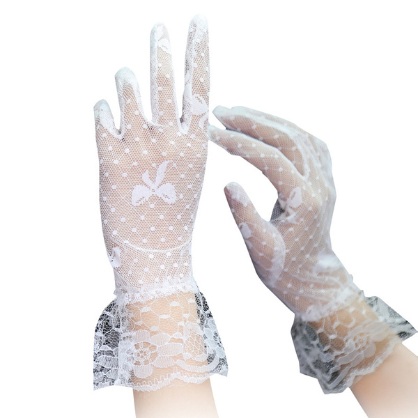 Summer black gloves with bow for bride
