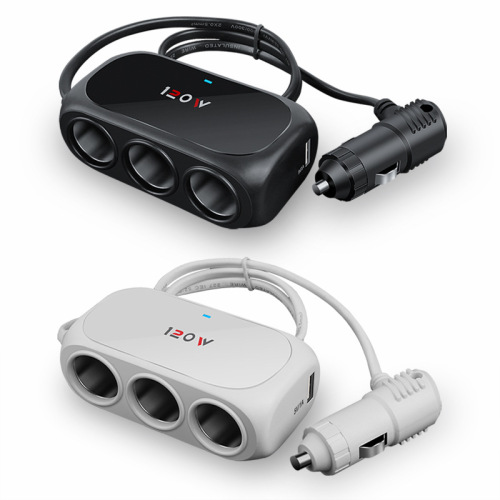 One-to-three cigarette lighter car charger three-in-one multifunctional car charger dual usb car power conversion plug