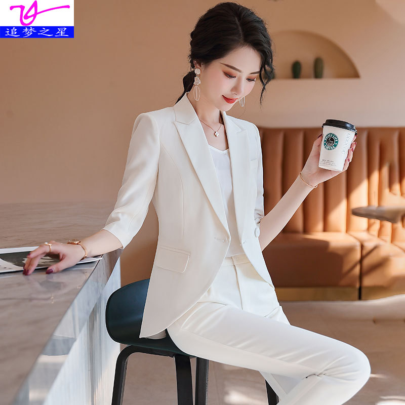 White Suit Suit for Women 2024 Summer Thin Fashionable Ladylike Elegant Goddess Style Suit Tuxedo
