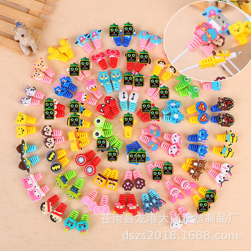 Cartoon mobile phone data cable protective cover creative headset charging cable anti-break protector wire Winder wholesale