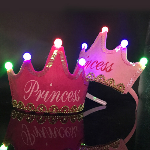 Birthday Party Decoration LED Luminous Crown Party Hat Children's King and Princess Birthday Hat Customization