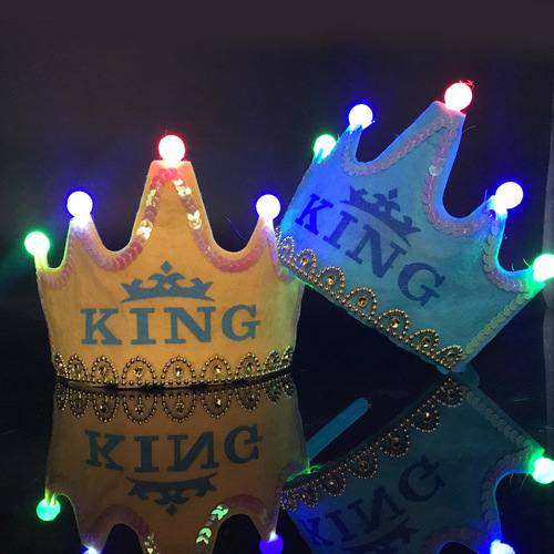 Birthday Party Decoration LED Luminous Crown Party Hat Children's King and Princess Birthday Hat Customization