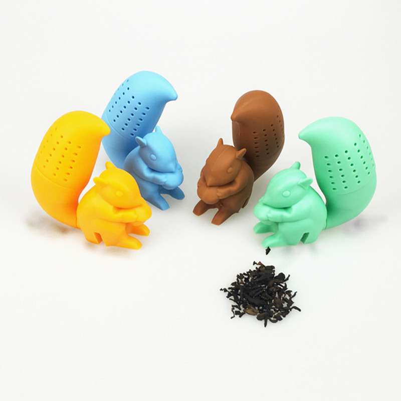 Factory spot explosions cute squirrel tea maker silicone tea maker non-toxic tea strainer tea leak