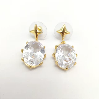 金色925银针锆石坠耳环  法式复古星星个性耳钉女饰品