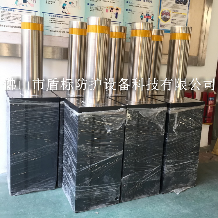 道路伸缩挡车桩升降隔离桩 600MM不锈钢半自动液压升降柱防撞路桩
