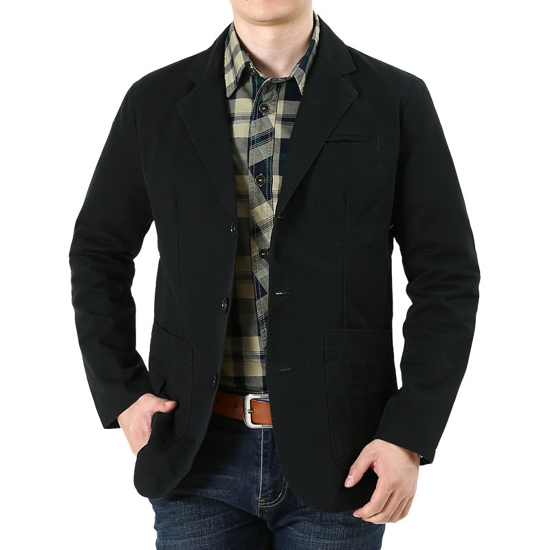 Cross-Border New Spring Style Washed Casual Blazer for Men, Loose Fit Plus Size Men's Casual Suit, Hot-Selling Dropshipping