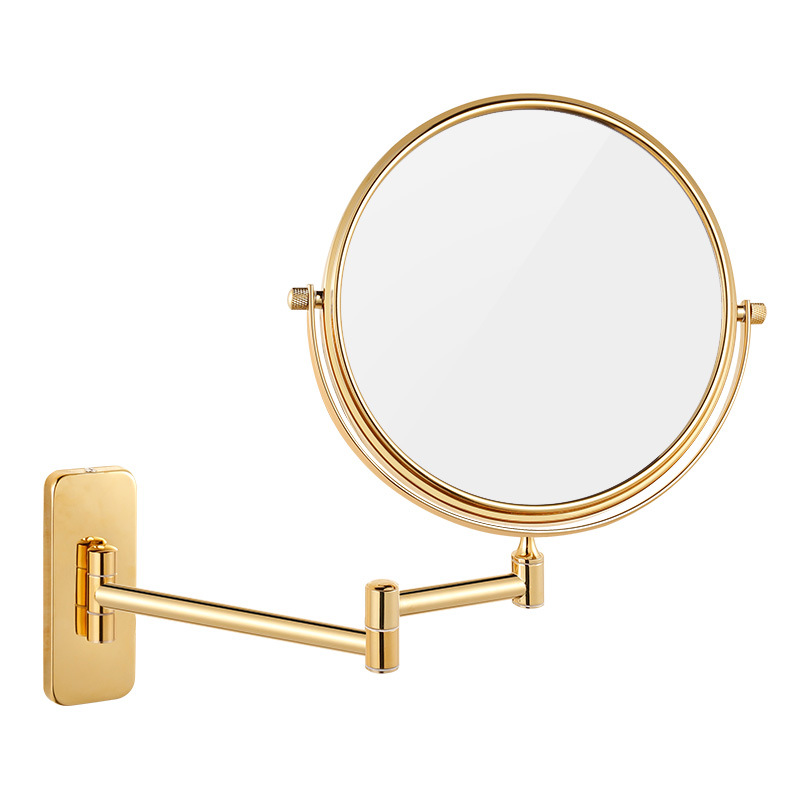 Espejo de maquillaje Espejo de doble cara montado en la pared Espejo de luz led de tres colores recargable USB Baño Espejo de tocador retráctil plegable para el hogar