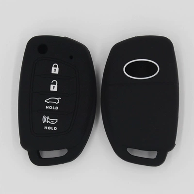 Silicone Car Key Cover Suitable for Modern Ix35 Famous Tu Yi Foldableable Modern 4-Key Key Case Luminous (Static Rod/Key Bag) - black
