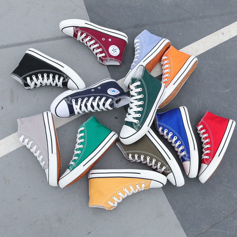 Spring classic Korean style fashionable preppy style solid color couple high-top canvas shoes men's and women's shoes wholesale 1970 retro