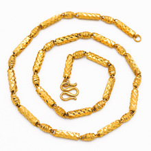 铜镀金项链男士六角车花珠品仿金欧币电镀首饰6316m55精致新中式