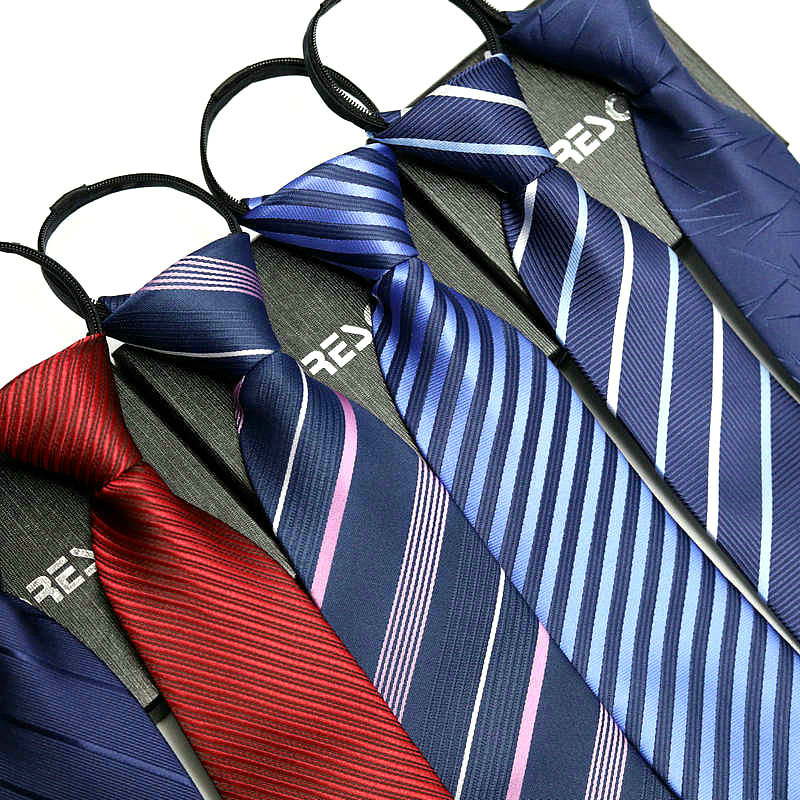 Men's business formal wear stripe free zipper wholesale lazy tie 8CM logo LOGO factory wholesale Men's business formal wear stripe free zipper wholesale lazy tie 8CM logo LOGO factory wholesale