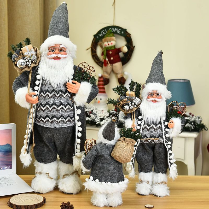 布芸のサンタクロースのシリーズの灰色の長い服の贈り物の包みのクリスマスの装飾用品のサンタクロースの家庭の装飾の置物|undefined