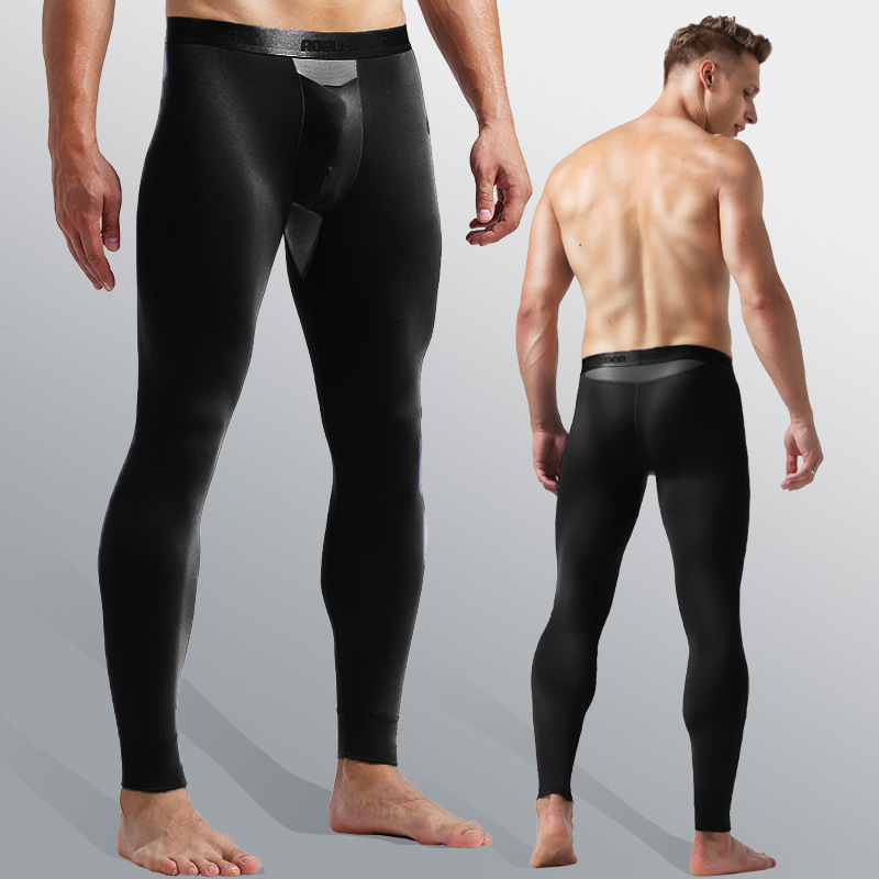 Pantalones de otoño desmontables estilo bala para hombre, leggings elásticos ajustados con bolsillo, pantalones térmicos básicos para jóvenes de otoño e invierno