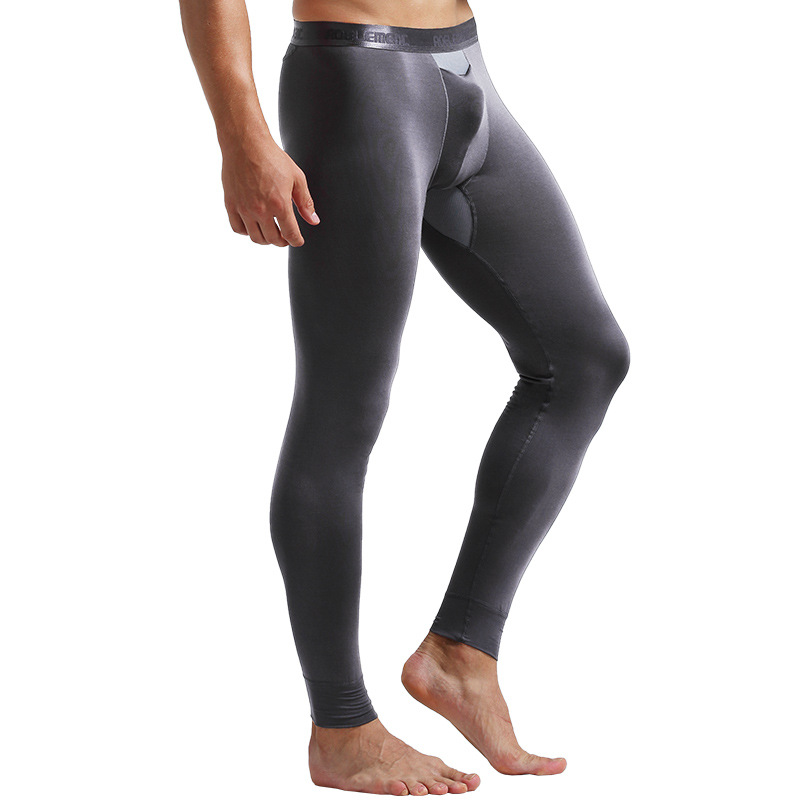 Pantalones de otoño desmontables estilo bala para hombre, leggings elásticos ajustados con bolsillo, pantalones térmicos básicos para jóvenes de otoño e invierno