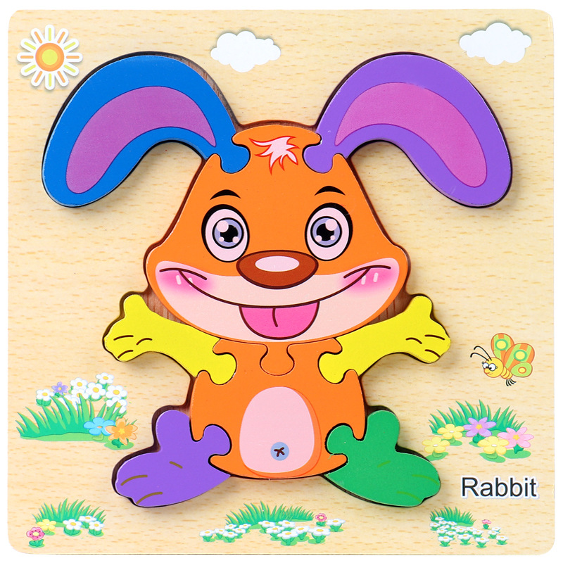 Bebé niños 1-2-3D años de edad la mitad de madera tridimensional rompecabezas bebé educación temprana inteligencia práctica mano ojo niños y niñas Juguetes