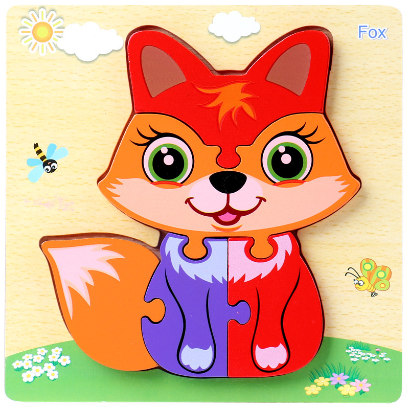 Bebé niños 1-2-3D años de edad la mitad de madera tridimensional rompecabezas bebé educación temprana inteligencia práctica mano ojo niños y niñas Juguetes