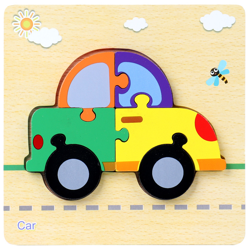 Bebé niños 1-2-3D años de edad la mitad de madera tridimensional rompecabezas bebé educación temprana inteligencia práctica mano ojo niños y niñas Juguetes