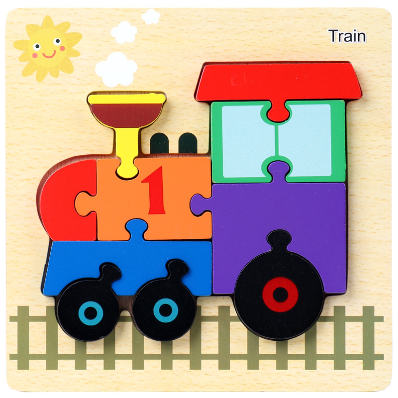 Bebé niños 1-2-3D años de edad la mitad de madera tridimensional rompecabezas bebé educación temprana inteligencia práctica mano ojo niños y niñas Juguetes