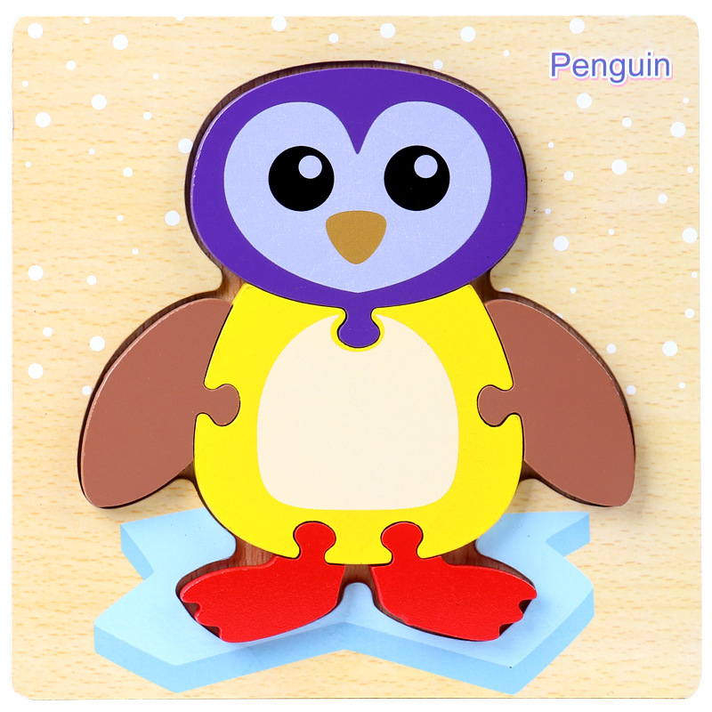 Bebé niños 1-2-3D años de edad la mitad de madera tridimensional rompecabezas bebé educación temprana inteligencia práctica mano ojo niños y niñas Juguetes