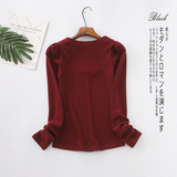 Осенний ретро лонгслив, квадратный вырез, облегающий крой