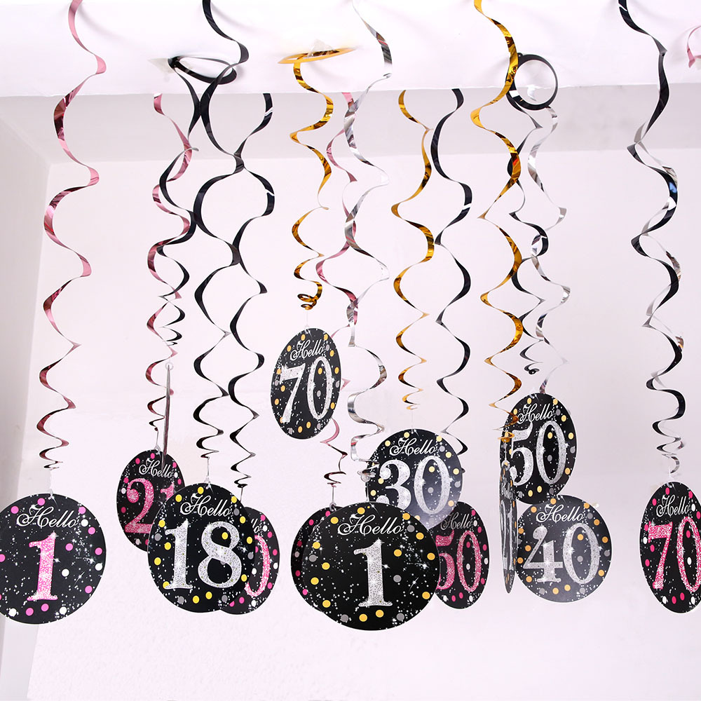 Espiral de papel adornos decoración de cumpleaños decoración de escena PVC espiral tarjeta digital decoración aniversario fiesta suministros image 2