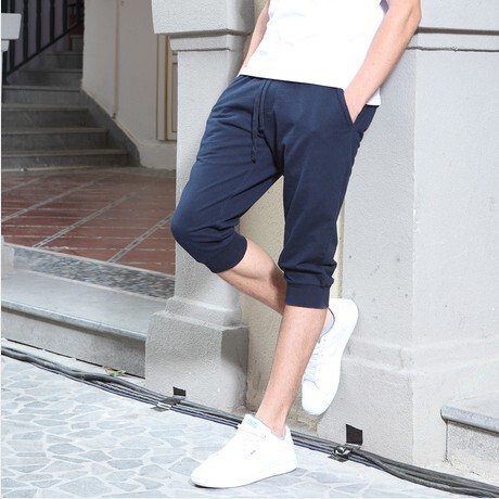 Men's Casual Harem Pants, Cropped Pants, Summer Thin Cotton Loose Fit Sports Pants, Breathable Summer Pants
