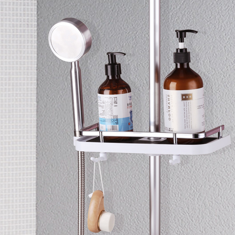 Manufacturer Wholesale Bathroom Punch-Free Storage Rack Shower Lift Rod Tray Bathroom Bathroom Multi-Purpose Soap Dish