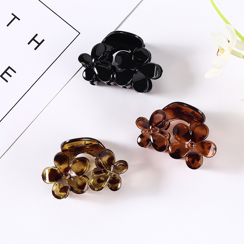 Manufacturer Wholesale Leopard Print Hair Clip Plastic Claw Clip Vintage Floral Small Simple Hair Claw Sr-607 Retro Style